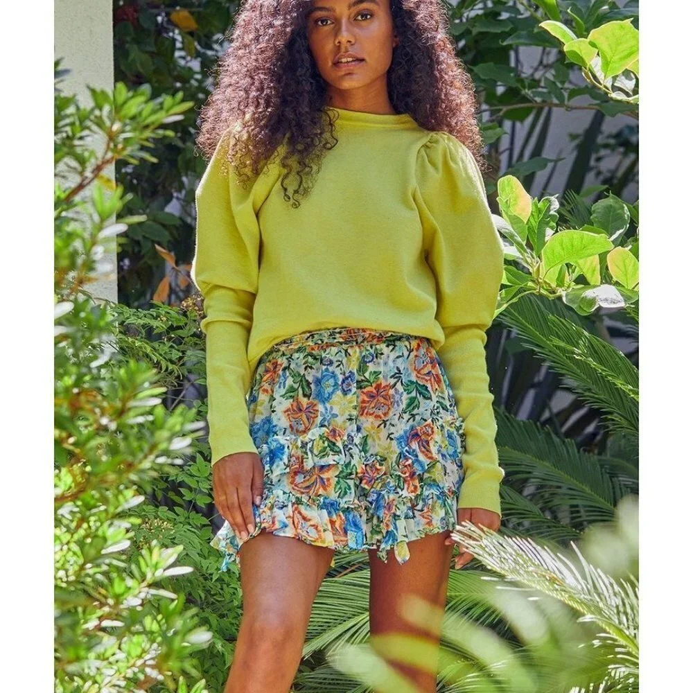 MISA Los Angeles Oasis Floral Smocked Skirt Medium - Picture 2 of 7